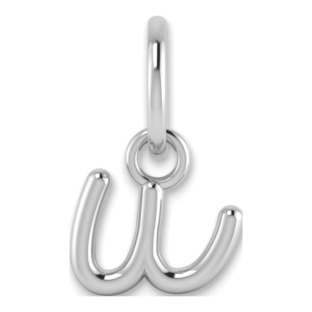 14K White Gold Rhodium-Plated Lower Case Letter U Initial Charm Pendant