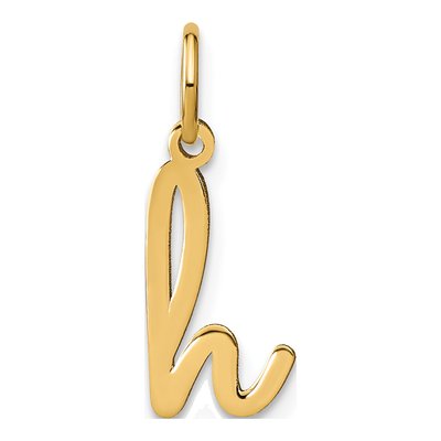 14K Yellow Gold Lowercase Letter H Charm