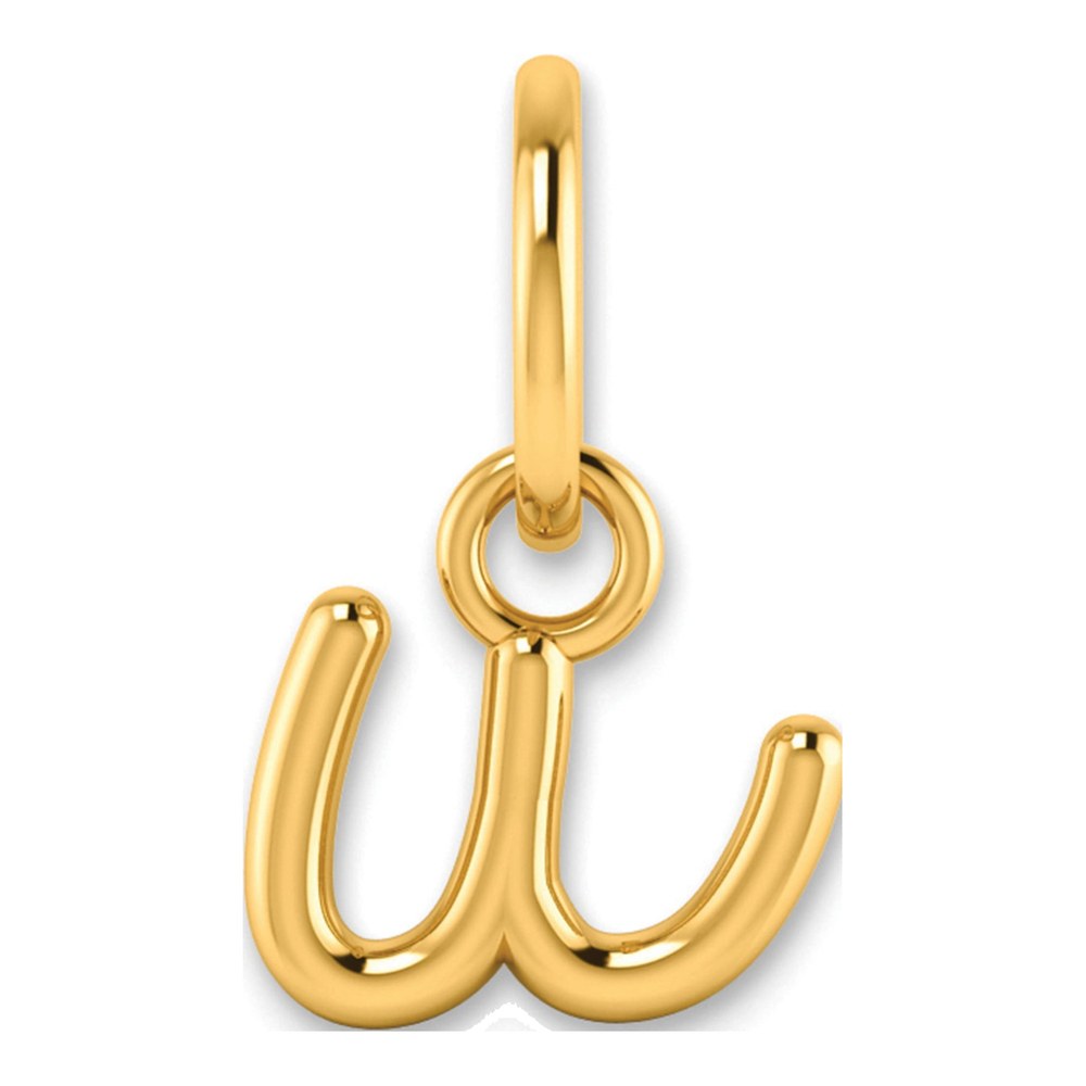 14K Yellow Gold Lower Case Letter U Initial Charm Pendant