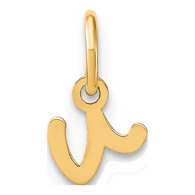 14K Yellow Gold Letter V Charm