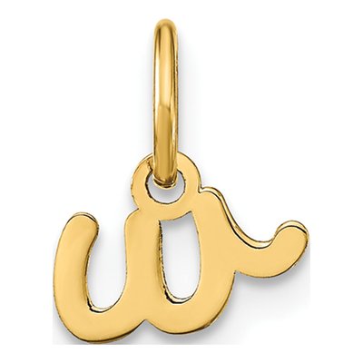 14K Yellow Gold Letter W Charm