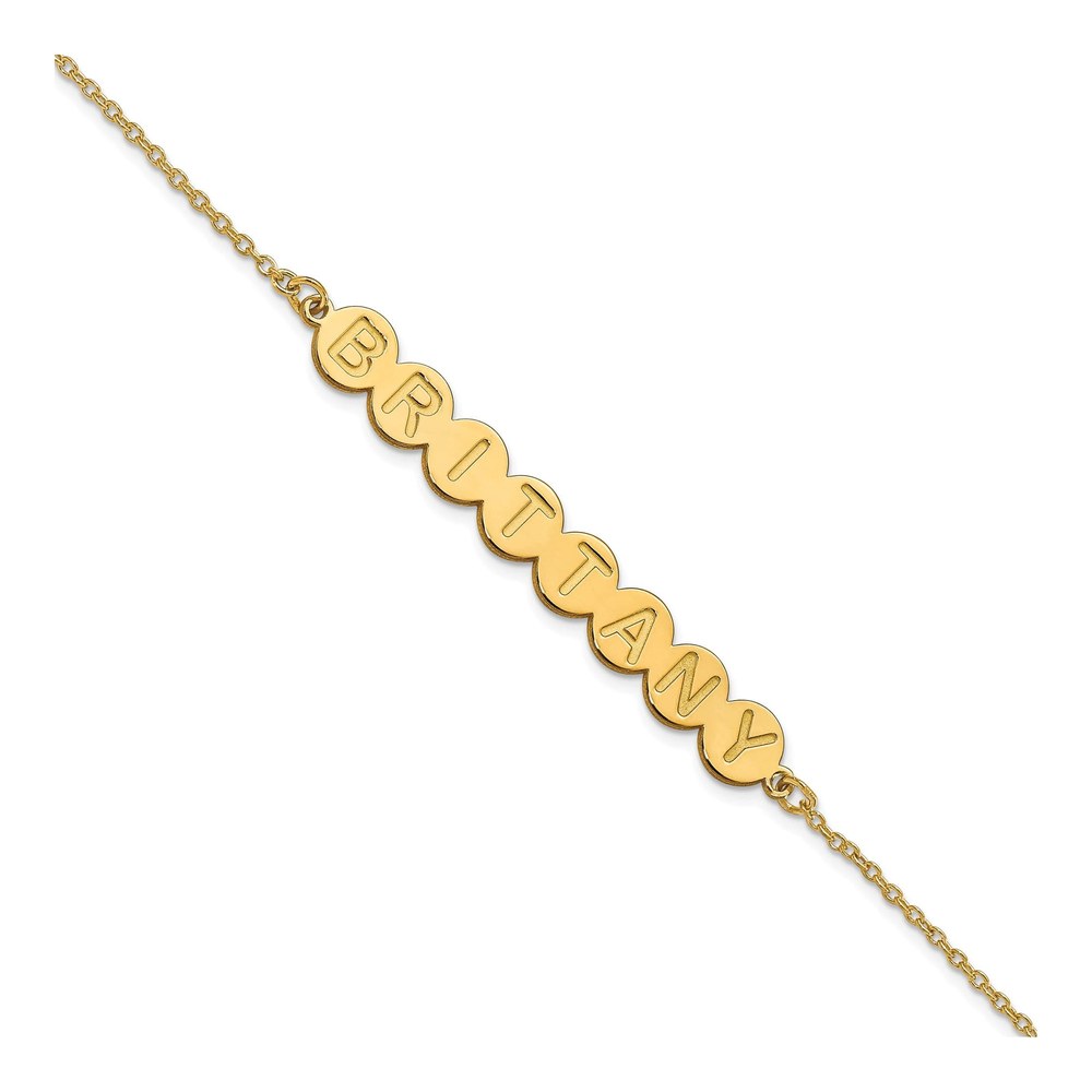 14K Yellow Gold Personalized Bubble Letter Bracelet