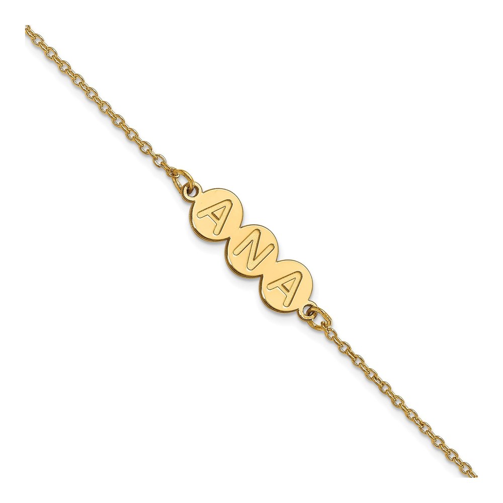 Gold-Plated Sterling Silver Personalized 3-Letter Bubble Bracelet