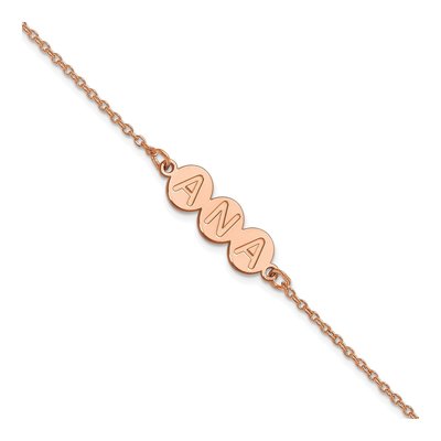 14K Rose Gold 3-Letter Bubble Bracelet