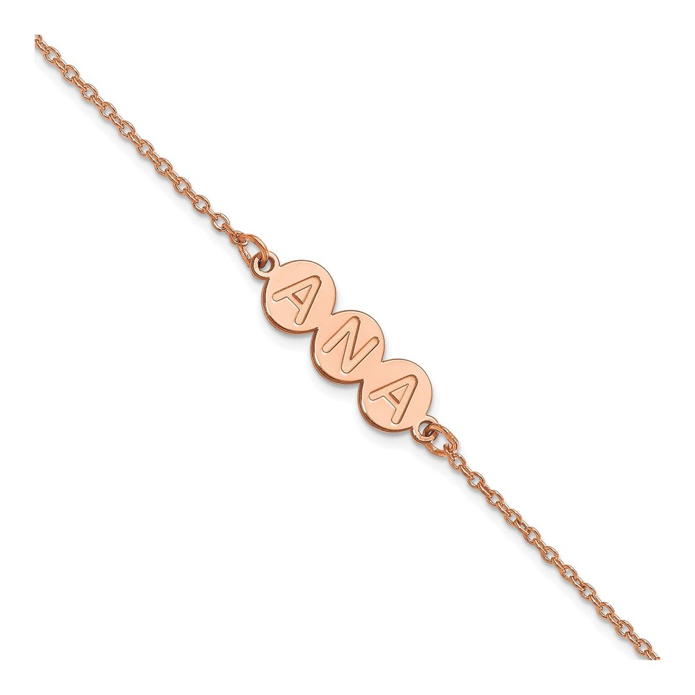 Rose Gold-Plated Sterling Silver Personalized 3-Letter Bubble Bracelet