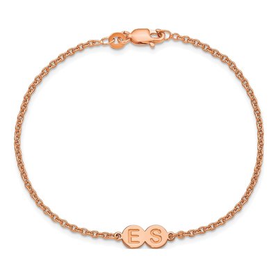 Rose Gold-Plated Sterling Silver Personalized 2-Letter Bubble Bracelet – view 3