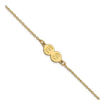 14K Yellow Gold Personalized 2-Letter Bubble Bracelet