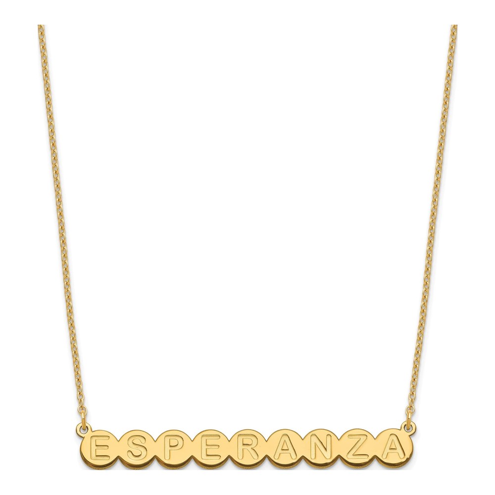 Personalized 9-Letter Bubble Name Necklace, SS/Gold