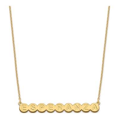 Personalized 9-Letter Bubble Name Necklace, SS/Gold