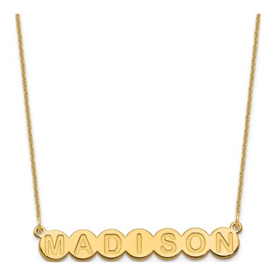 14K Yellow Gold Personalized 7-Letter Bubble Necklace
