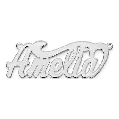 14K White Gold Personalized Name Plate Pendant