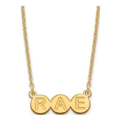 Gold-Plated Sterling Silver 3-Letter Bubble Initial Necklace