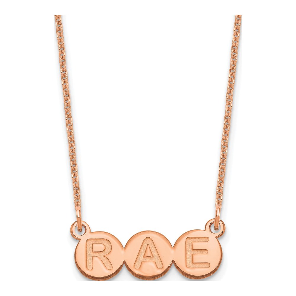 14K Rose Gold Personalized 3-Letter Bubble Necklace