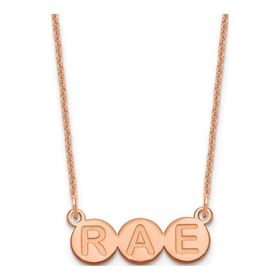 14K Rose Gold Personalized 3-Letter Bubble Necklace