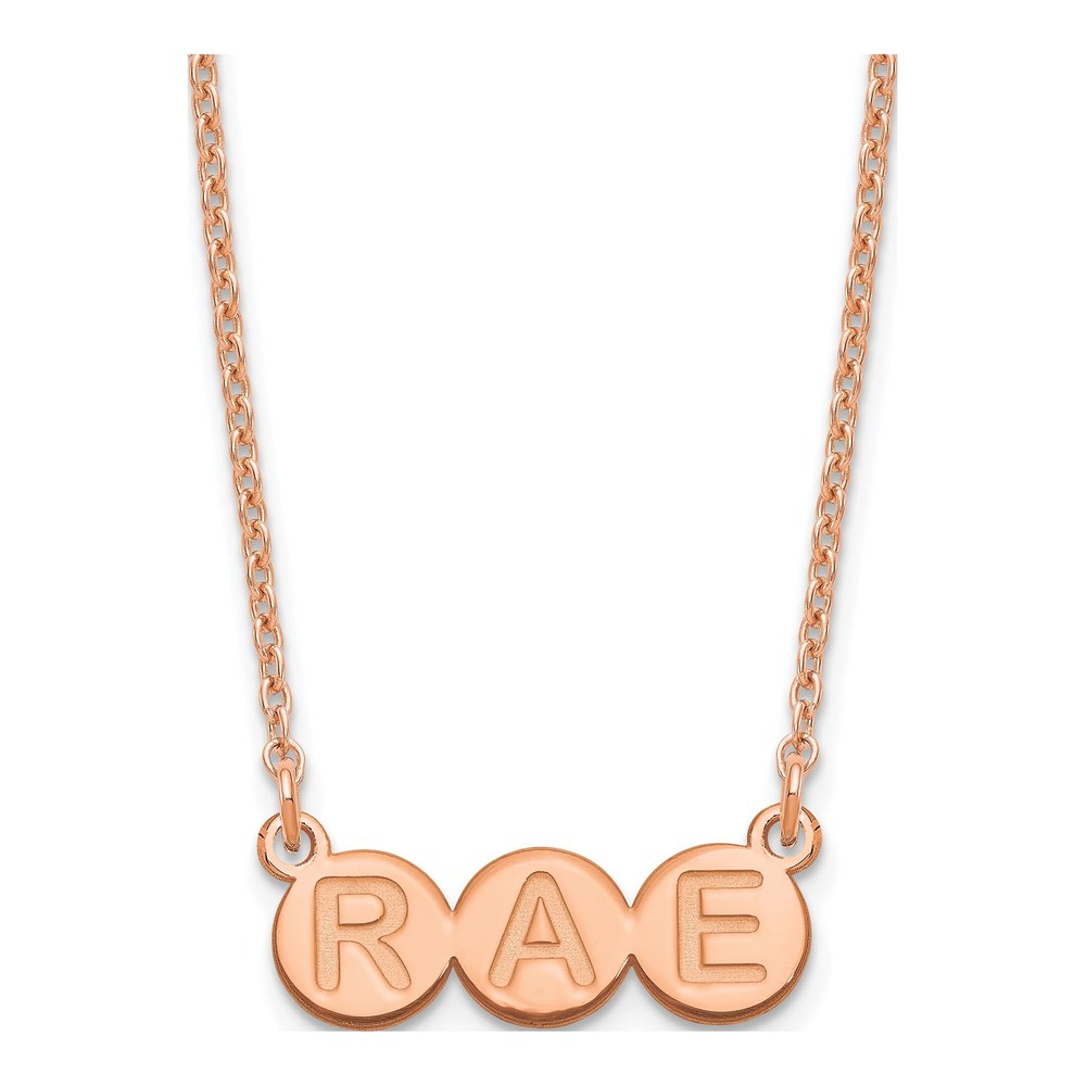 Rose Gold-Plated Sterling Silver Personalized 3-Letter Bubble Necklace