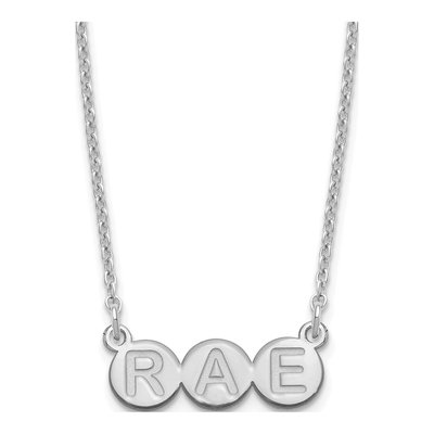 Sterling Silver Personalized 3-Letter Bubble Initial Necklace