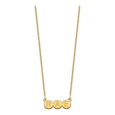 14K Yellow Gold 3-Letter Bubble Initial Necklace – view 2