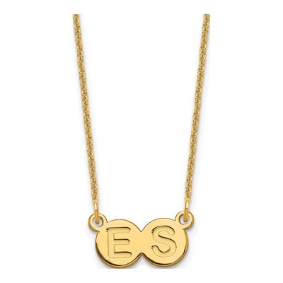 14K Yellow Gold Personalized 2-Letter Bubble Necklace