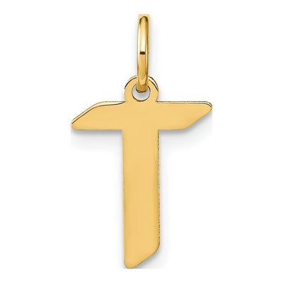 14K Yellow Gold Letter T Pendant