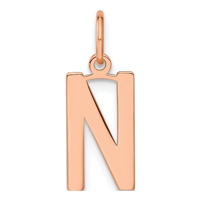 14K Rose Gold Letter N Pendant