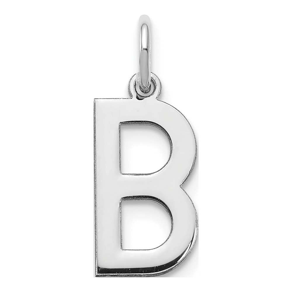 14K White Gold Rhodium-Plated Letter B Initial Pendant