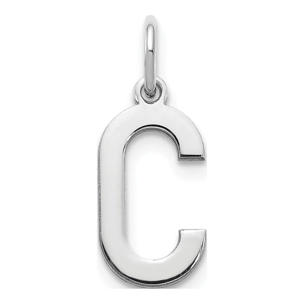 14K White Gold Rhodium-Plated Letter C Initial Pendant