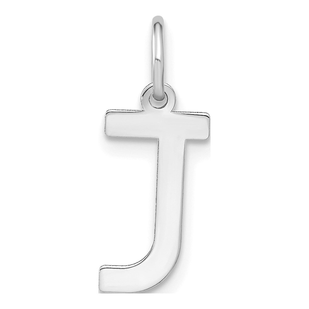 14K White Gold Rhodium-Plated Letter J Initial Pendant