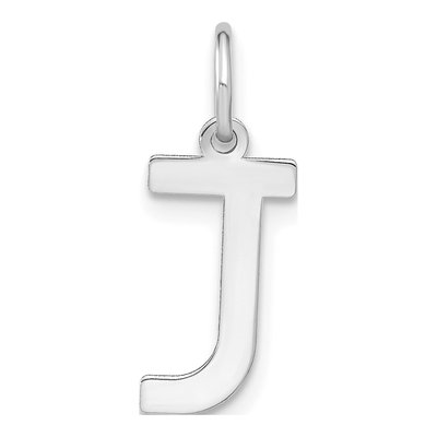 14K White Gold Letter J Pendant