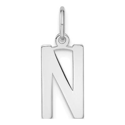 14K White Gold Letter N Pendant