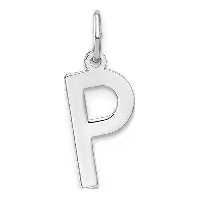 14K White Gold Letter P Pendant
