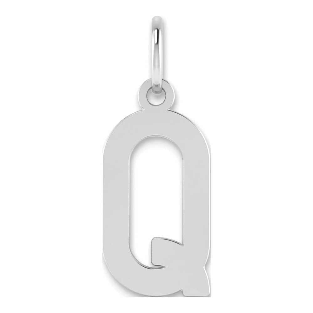 14K White Gold Rhodium-Plated Letter Q Initial Pendant