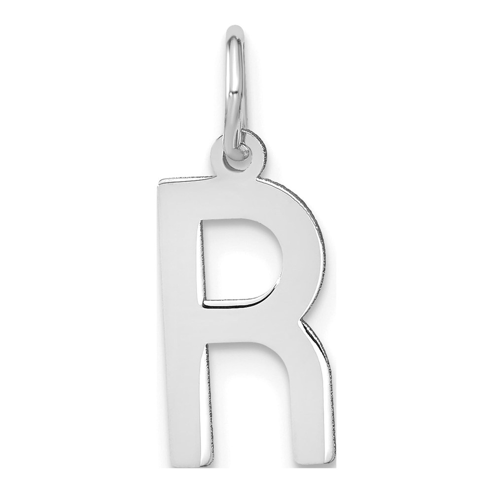 14K White Gold Rhodium-Plated Letter R Initial Pendant