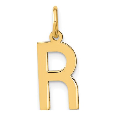14K Yellow Gold Letter R Pendant