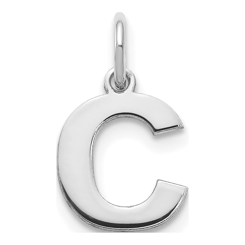 14K White Gold Rhodium-Plated Letter C Initial Pendant