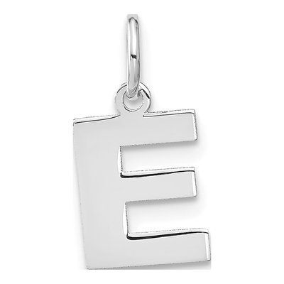 14K White Gold Letter E Pendant