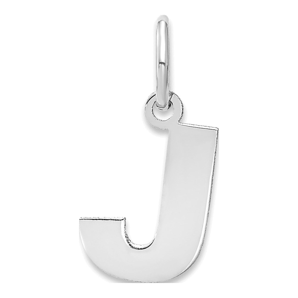 14K White Gold Rhodium-Plated Letter J Initial Pendant