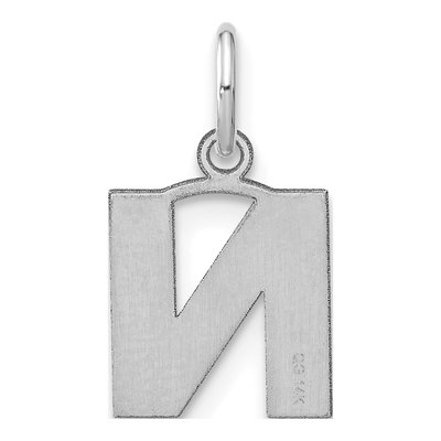 14K White Gold Letter N Pendant – view 3