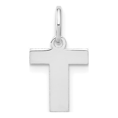 14K White Gold Letter T Pendant