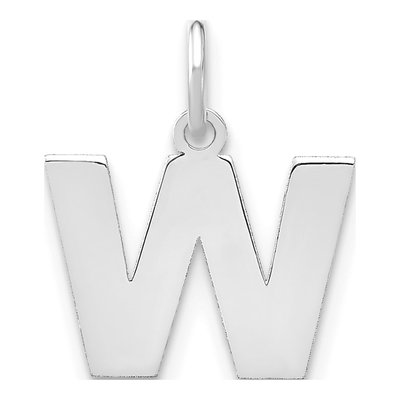 14K White Gold Letter W Pendant