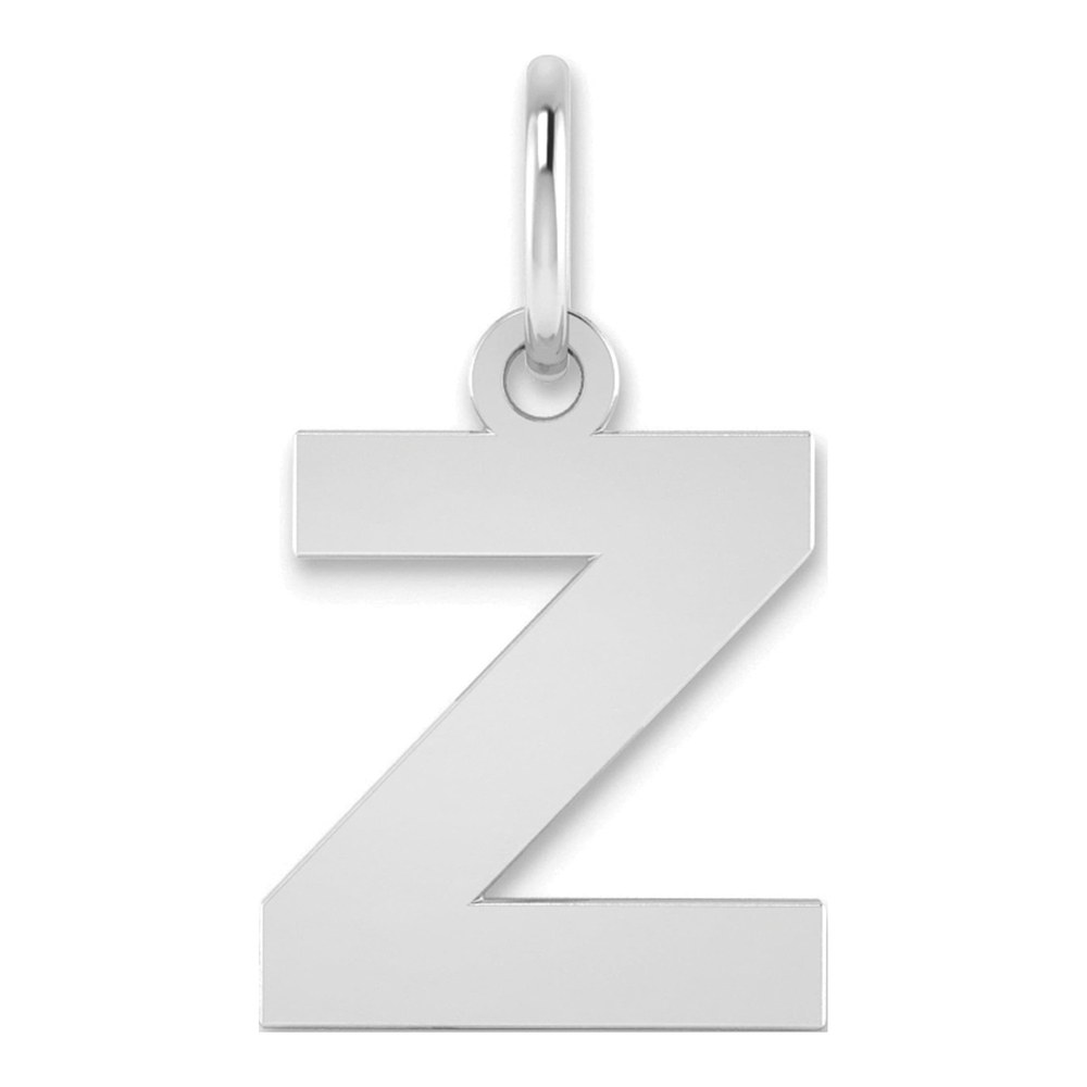 14K White Gold Rhodium-Plated Letter Z Initial Pendant