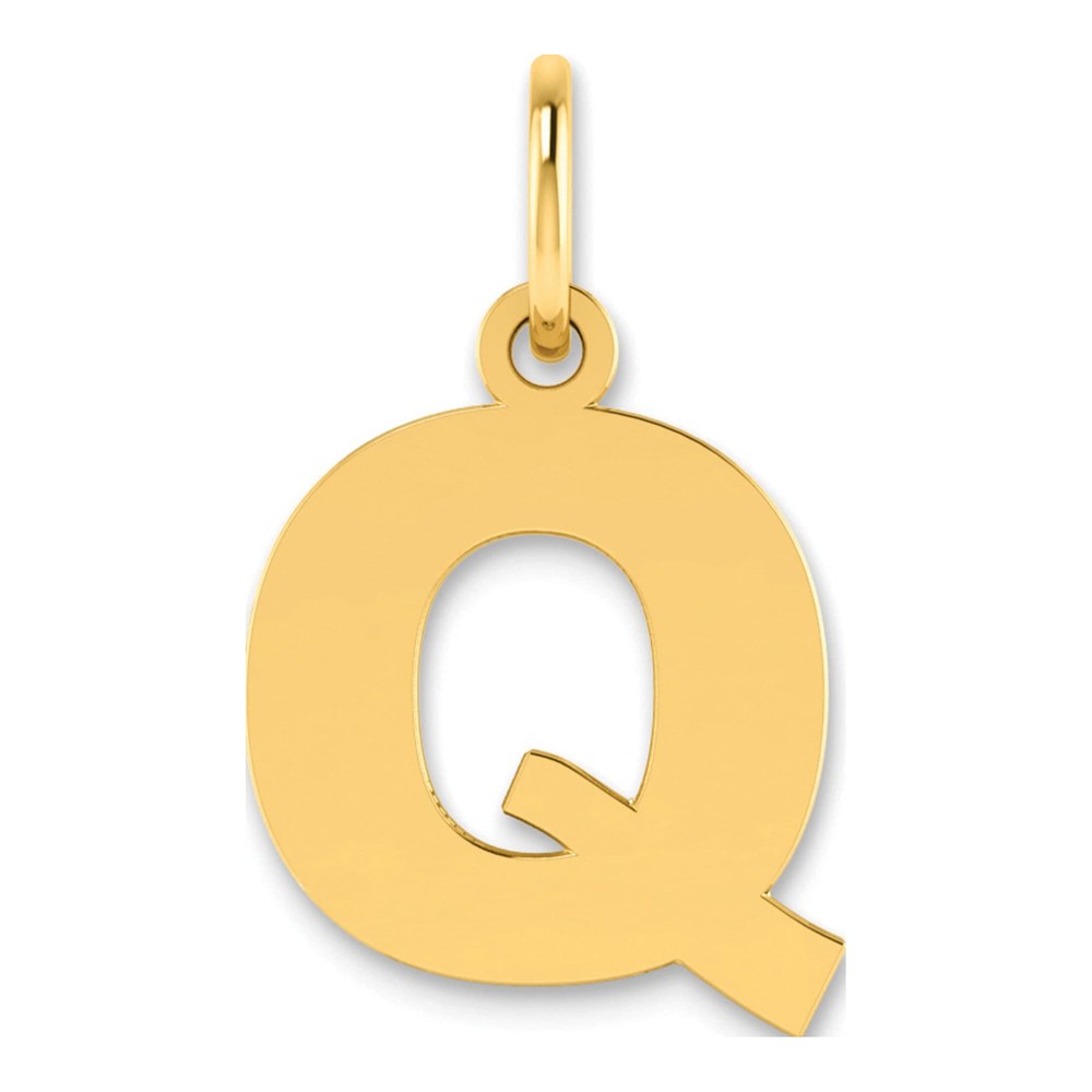 14K Yellow Gold Letter Q Initial Pendant