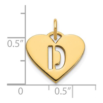 Gold-Plated Sterling Silver Heart Letter D Charm – view 3