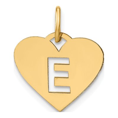 Gold-Plated Sterling Silver Heart Letter E Charm