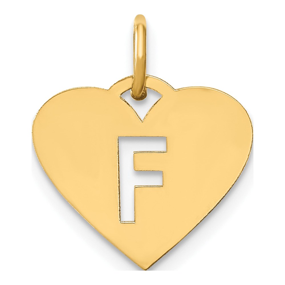 Sterling Silver Gold-Plated Initial Letter F Heart Initial Charm Pendant