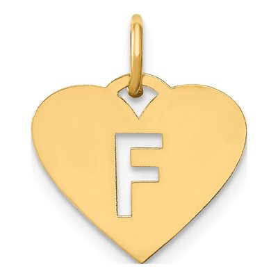 Gold-Plated Sterling Silver Heart Letter F Charm