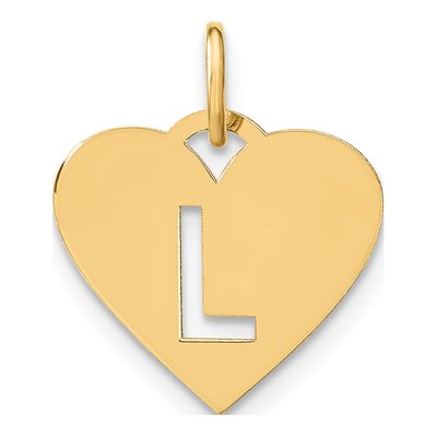 Gold-Plated Sterling Silver Heart Letter L Charm
