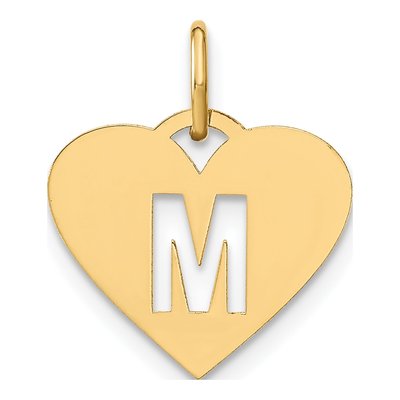 Gold-Plated Sterling Silver Heart Letter M Charm