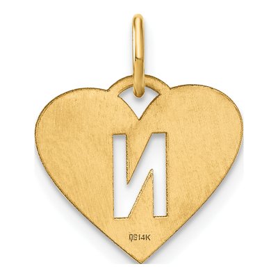 Gold-Plated Sterling Silver Heart Letter N Charm – view 3