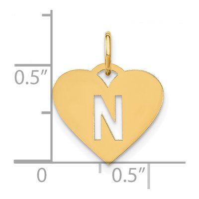 Gold-Plated Sterling Silver Heart Letter N Charm – view 4