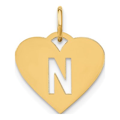 Gold-Plated Sterling Silver Heart Letter N Charm
